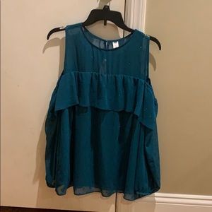 Teal Cold Shoulder Long Sleeve